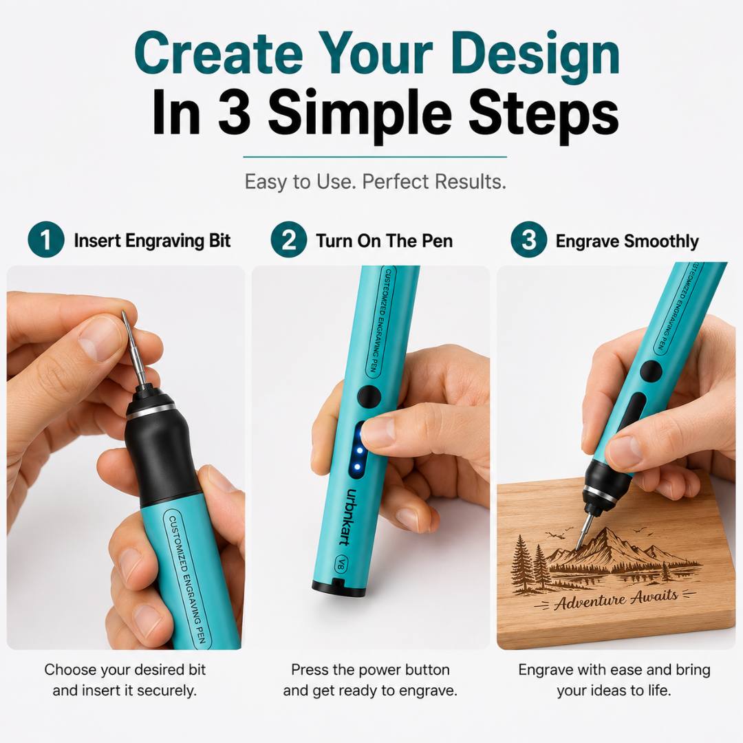 Wireless Engraving Pen Kit for Jewelry, Wood, Metal, Glass & Plastic
